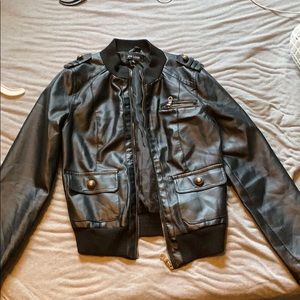 Faux black leather jacket